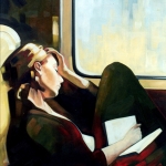 Dans le train - Huile sur toile - 1999 - 92 cm x 73 cm - (vendu/sold)