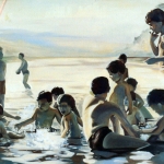 La plage - Huile sur toile - 1990 - 146 cm x 114 cm (vendu/sold)