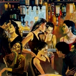 Scène de bar - Huile sur toile - 1996 - 162 cm x 130 cm - (vendu/sold)