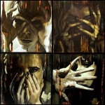 Faces cachées - Huile sur toile- Assemblage de 4 formats  60cm x 60cm (120 cm x 120 cm) - 2012 - (vendu/sold)