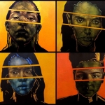 "Faces n° 1" - Assemblage de 4 formats 55cmx46cm (116 cm x 98 cm) - 2016-