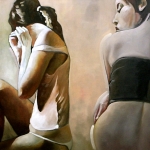 Couple femmes - Huile sur toile - 2008 - 73 cm x 60 cm - (vendu/sold)